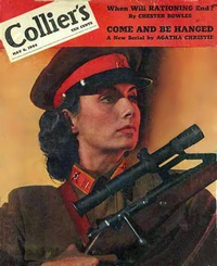 Так изобразили Людмилу Павлюченко на обложке американского журнала в 1944 г.
