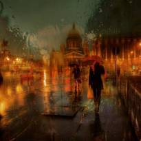 Санкт-Петербург. Осенний дождь.. (3) (Дождливые городские пейзажи в картинных фотографиях Эдуарда Гордеева)