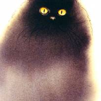 © Sherry Bryant. Boo, black cat. 14x11 Watercolor.