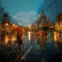 Ноябрьский дождь.. (Дождливые городские пейзажи в картинных фотографиях Эдуарда Гордеева)