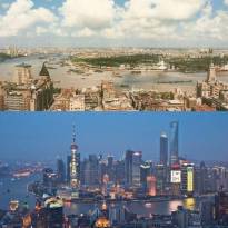 Шанхай в 1990 и в 2010-м гг. 