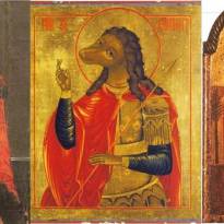 Византийская раннеправославная икона. Изображён святой Христофор. Осуждена Синодом в 1722 г.