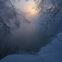 Морозным утром сквозь туман восходит солнце золотое (© Вадим Трунов)