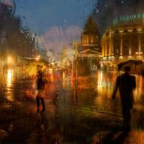 Санкт-Петербург. Осенний дождь.. (1) (Дождливые городские пейзажи в картинных фотографиях Эдуарда Гордеева)