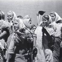 Целина. Школьники помогают колхозу. 1955 г. Фото Аркадия Шайхета (1898 - 1959 гг.)